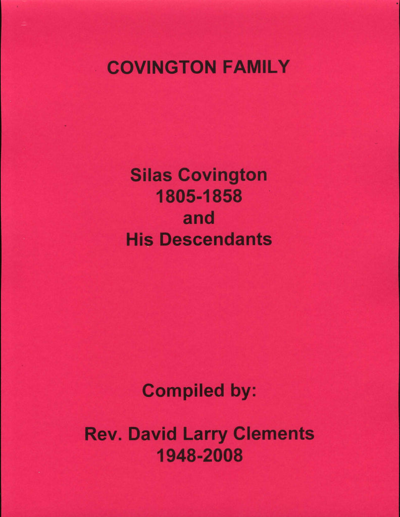 COVINGTON FAMILY.  Silas COVINGTON 1805-1858