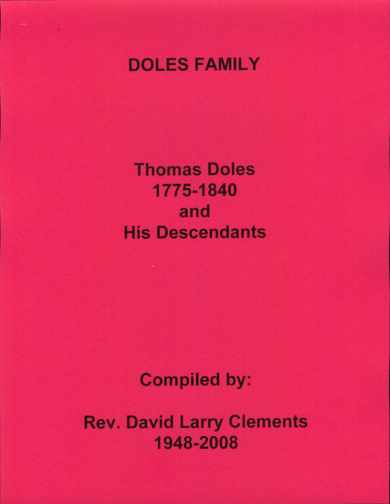 DOLES FAMILY.  Thomas DOLES 1775-1840