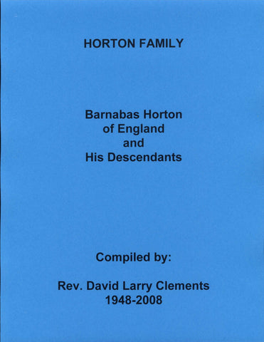 HORTON FAMILY.  Barnabas HORTON born 13 Jul 1600