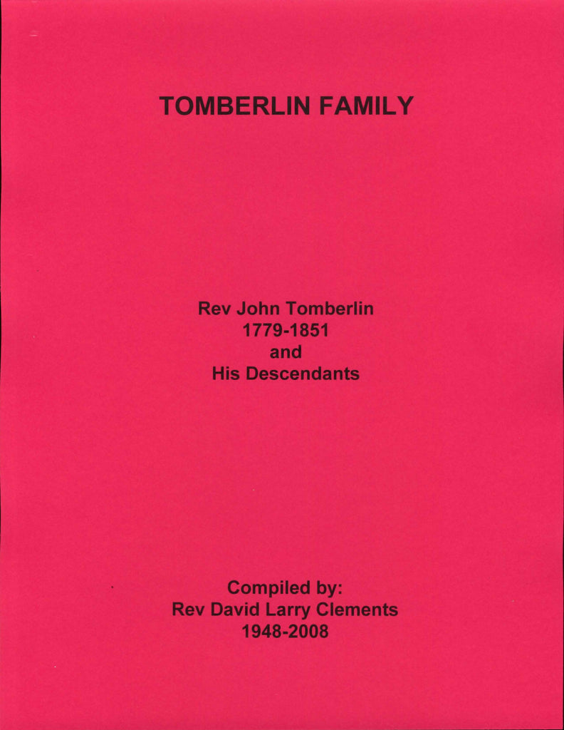 TOMBERLIN FAMILY. Rev John TOMBERLIN 1779-1851